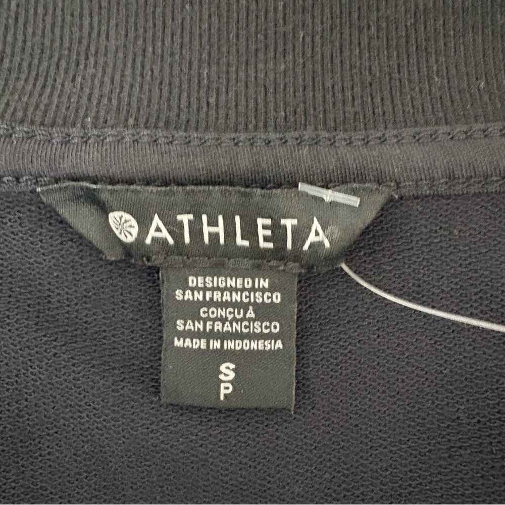 NWT Athleta Retro Terry V-Neck Sweatshirt Black S - Picture 7 of 10
